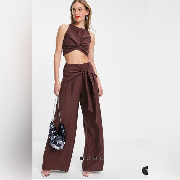 ASOS Pants - wide leg pants in chocolate - part of a set